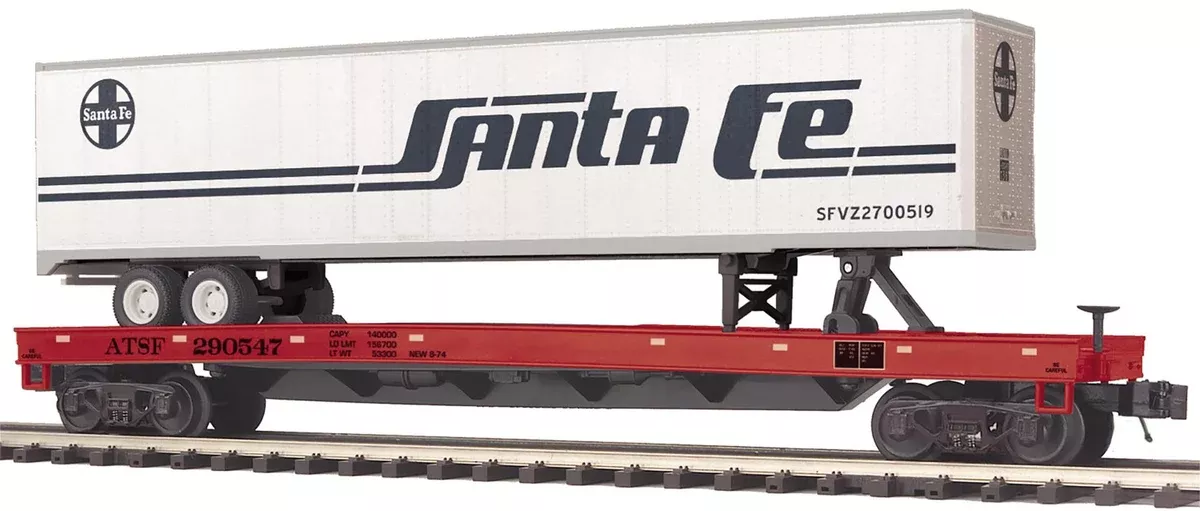 MTH Premier 20-95704 Santa Fe Premier Flat Car w/ 48 Trailer #290547 limited O SCALE NEW