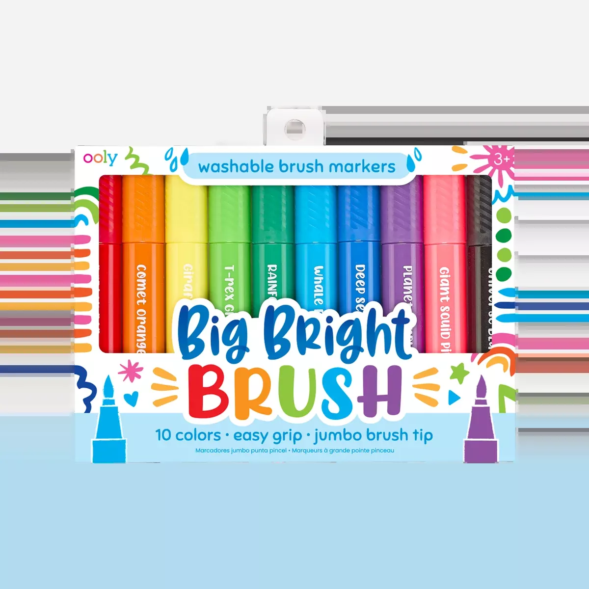 OOLY Big Bright Brush Markers Washable 10 Colors Set