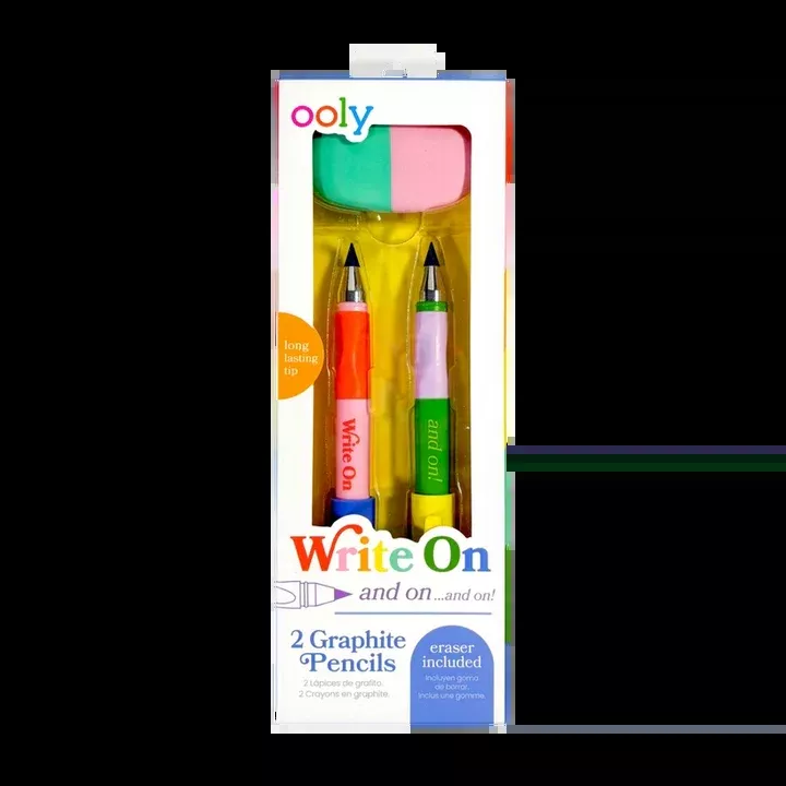 Ooly Write On: Graphite Pencils + Eraser (3Pc Set)