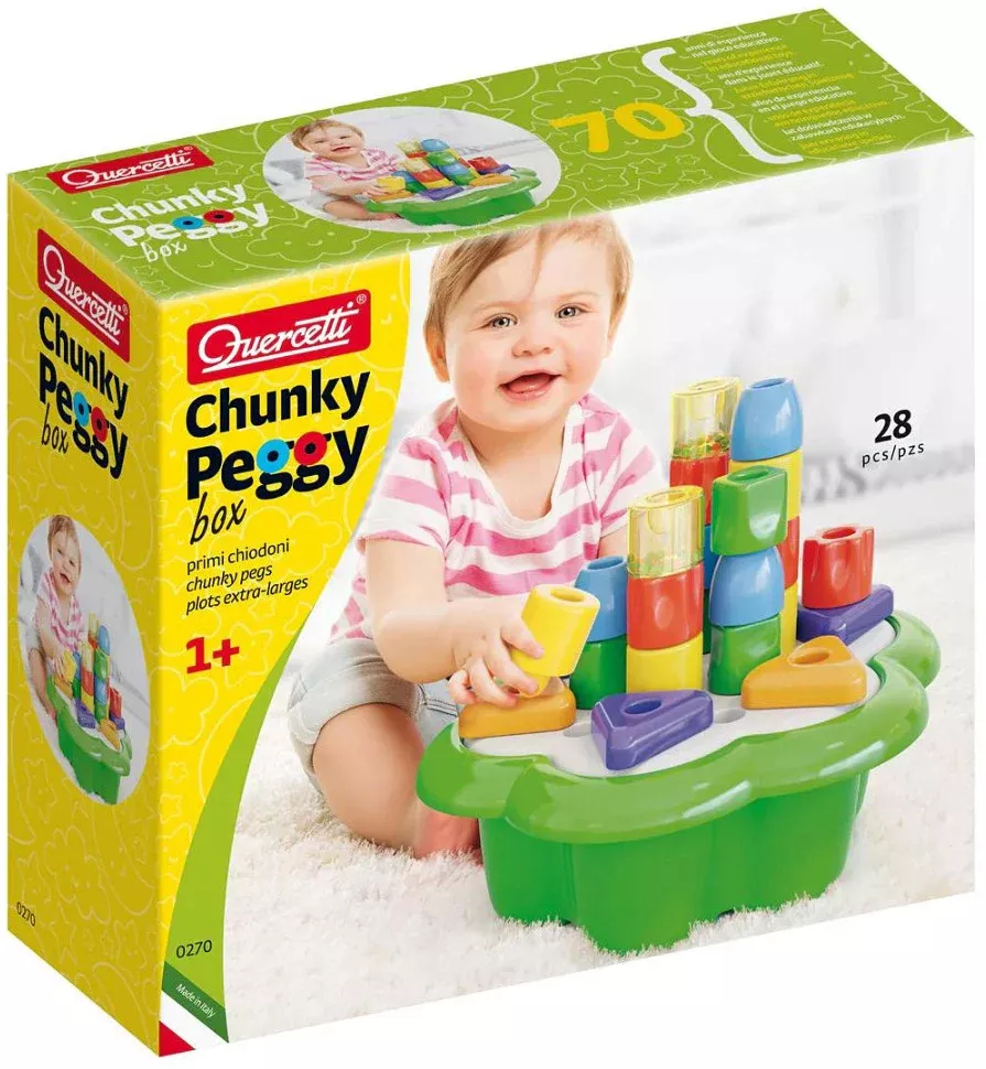 Quercetti Chunky Peggy Box Toddler Construction Toy Set