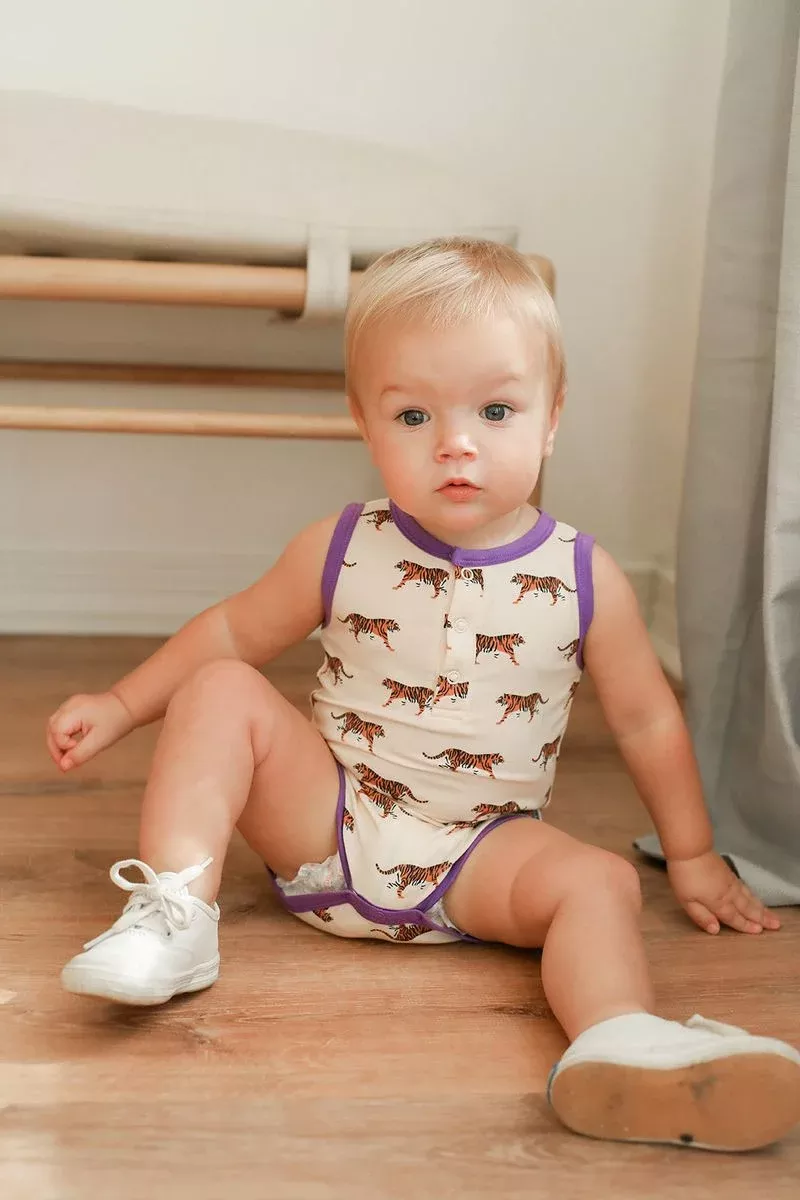 Southern Slumber Geaux Bamboo Henley Onesie with Snaps
