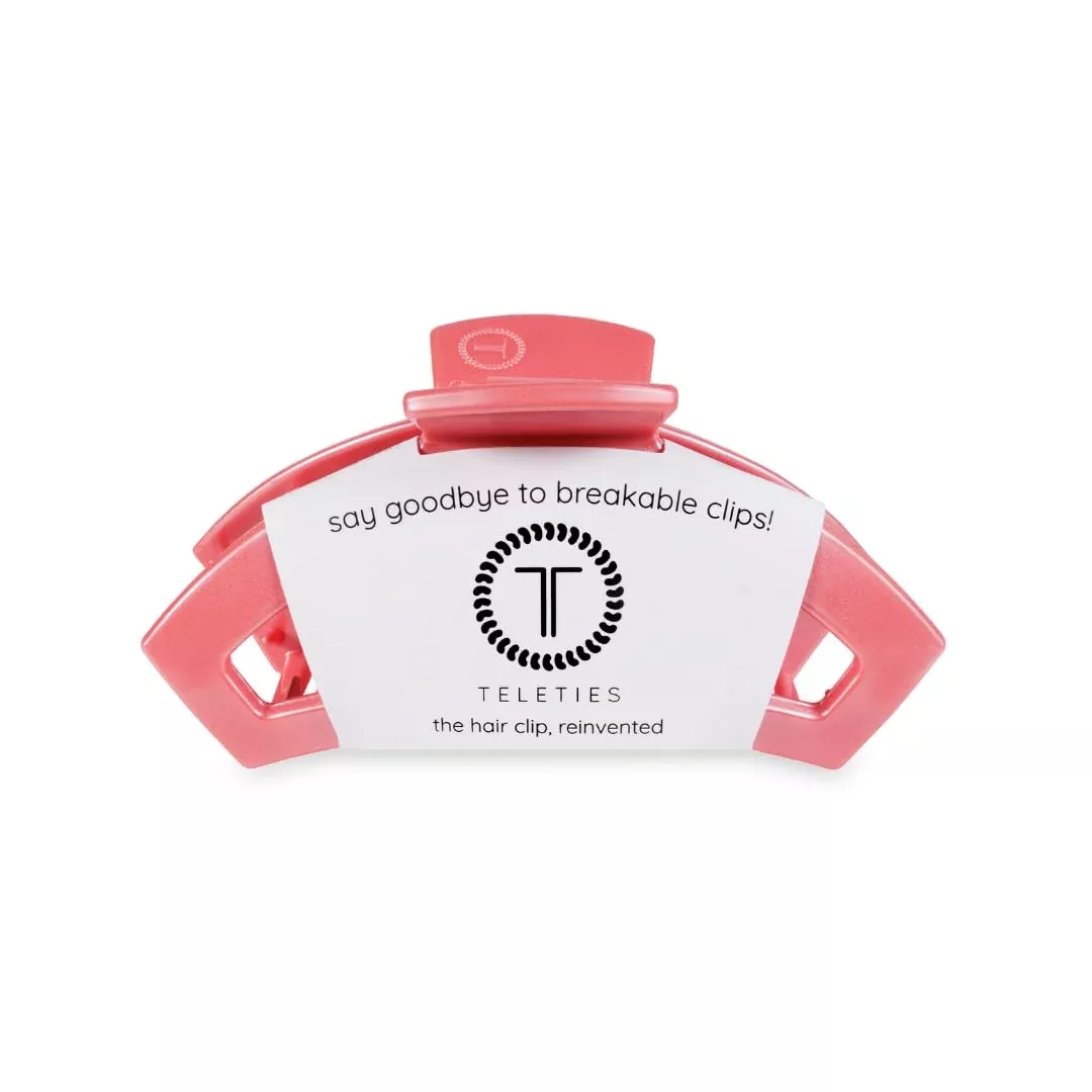 Teleties Open Large Hair Claw Clip Strong Grip Calming Coral