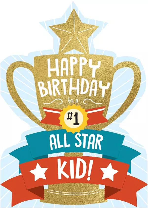 Trophy Kid Foil Birthday Card