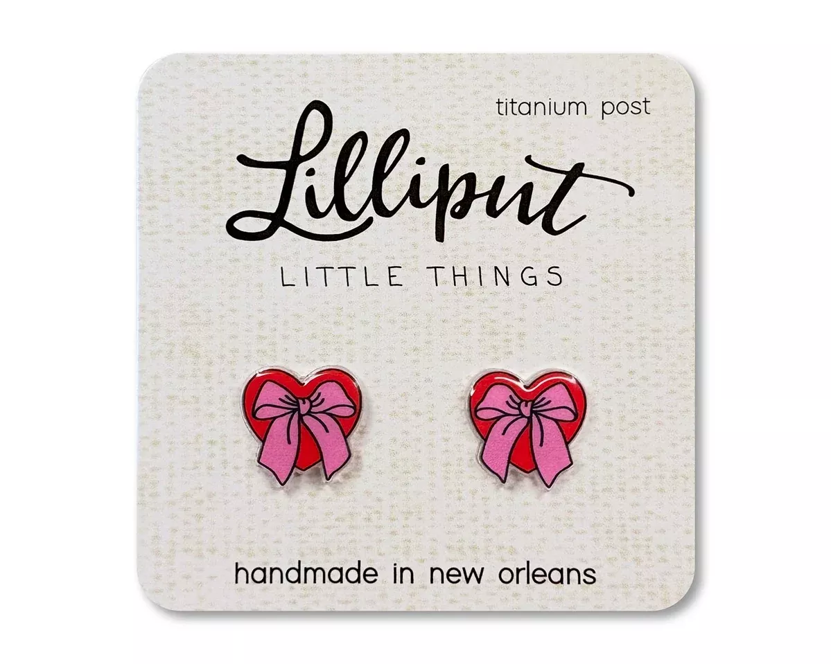Valentine Bow Heart Earrings // Valentines Day