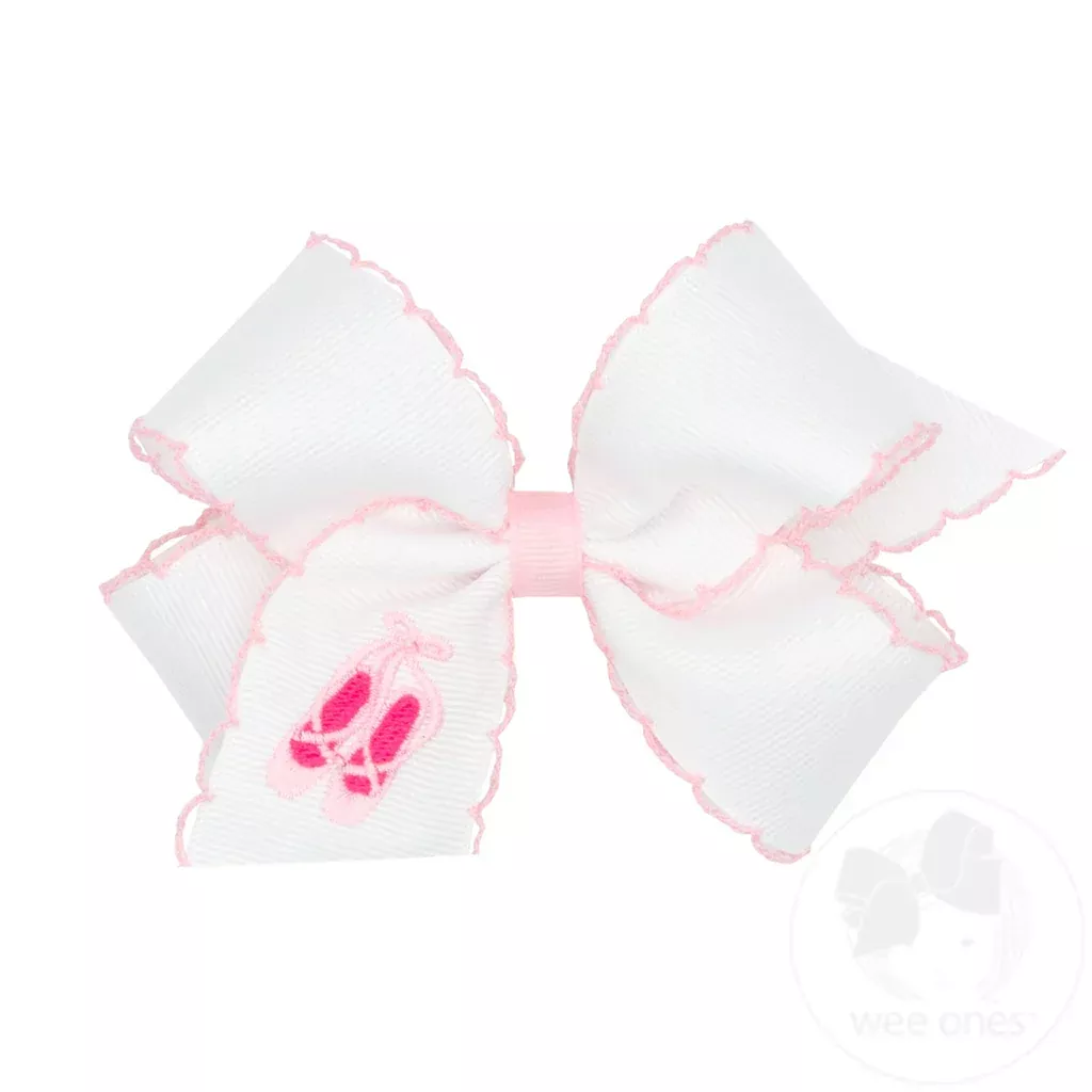 Wee Ones Ballet Shoes Moonstitch Embroidered Bow