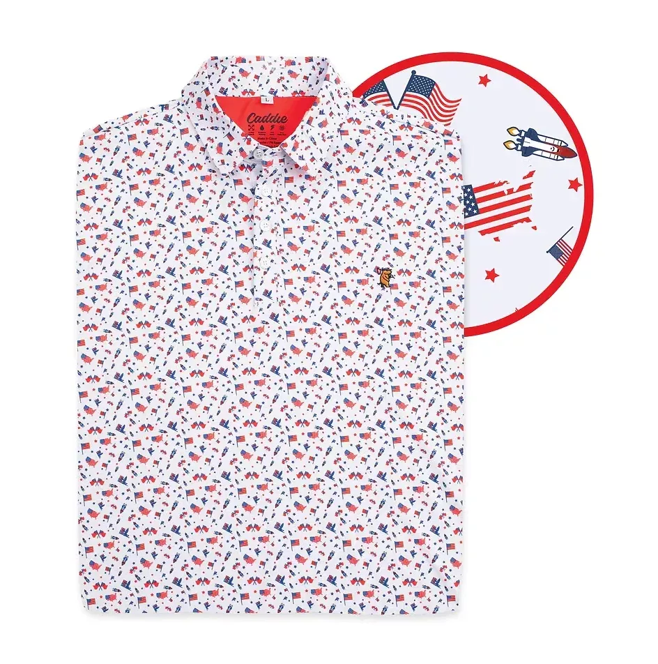 Youth Caddie Takeoff Polo - Red/White/Blue