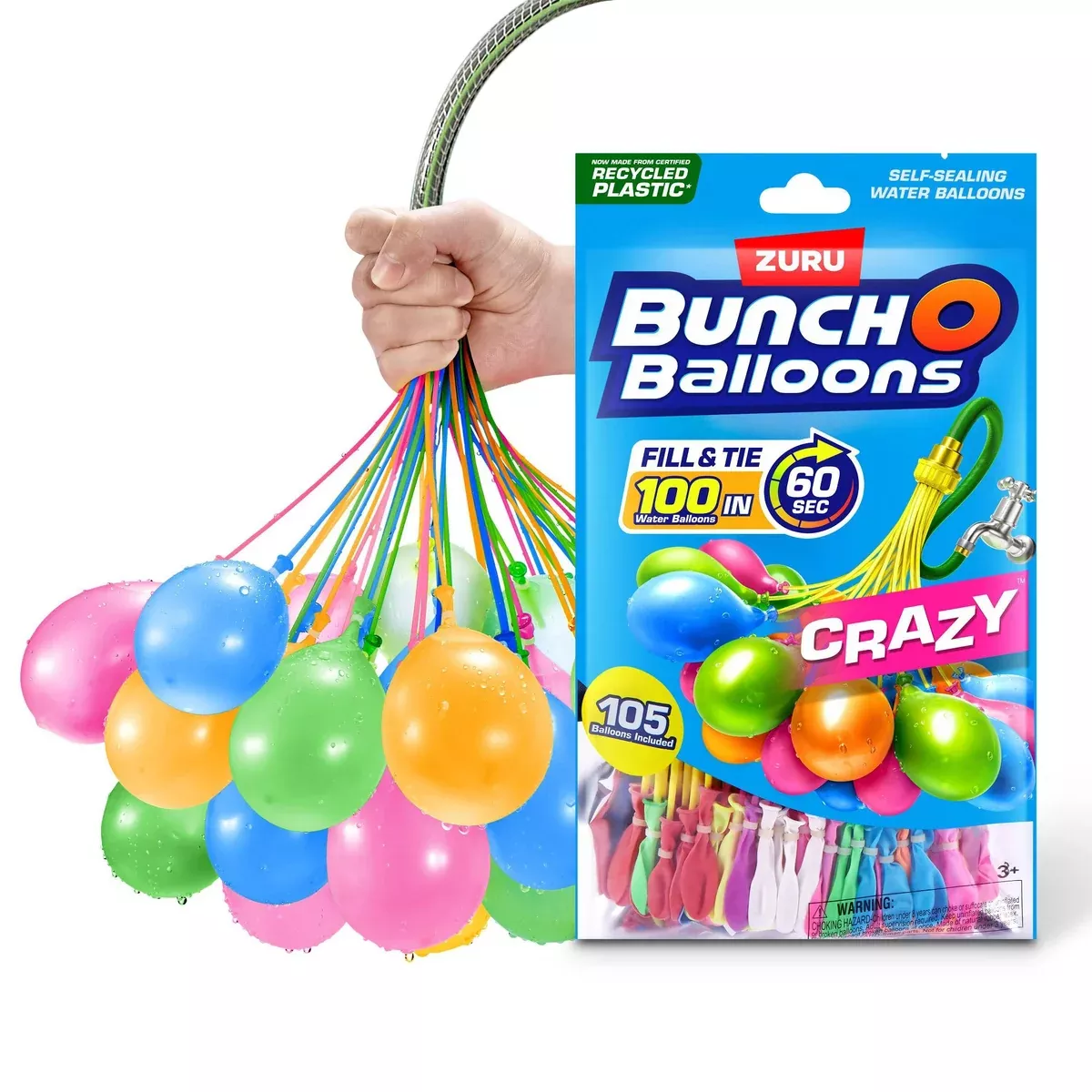 ZURU Bunch O Balloons 3pk Rapid-Filling Water Balloons Crazy Colors